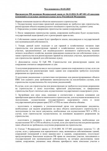 Что изменится с 01.03.2025